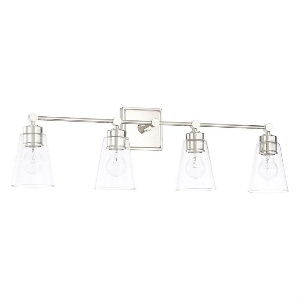 Capital Lighting-121841PN-432-4 Light Transitional Bath Vanity Approved for Damp Locations - in Transitional style - 33 high by 10 wide   Polished Nickel Finish with Clear Glass