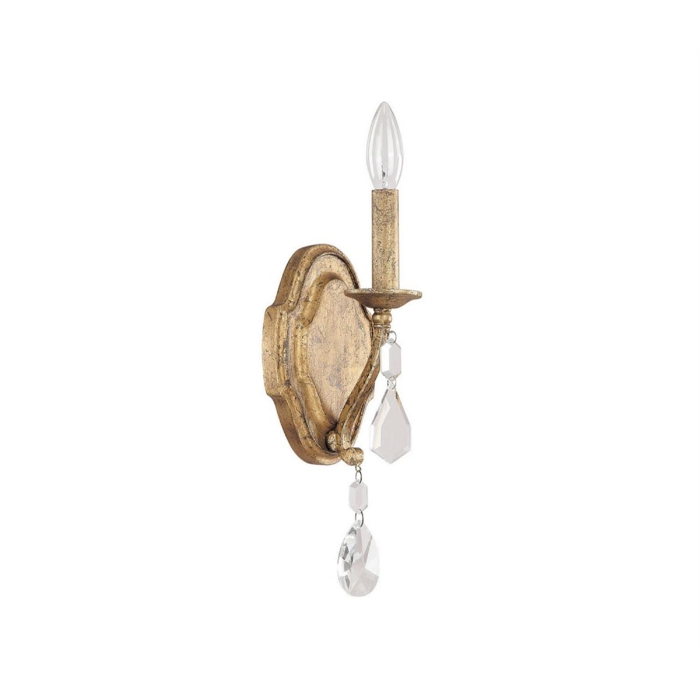 Capital Lighting-1616AG-CR-Blakely - One Light Wall Sconce   Antique Gold Finish with Clear Crystal