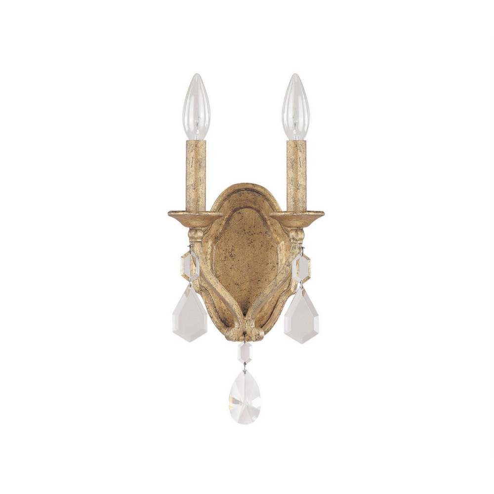 Capital Lighting-1617AG-CR-Blakely - Two Light Wall Sconce   Antique Gold Finish with Clear Crystal