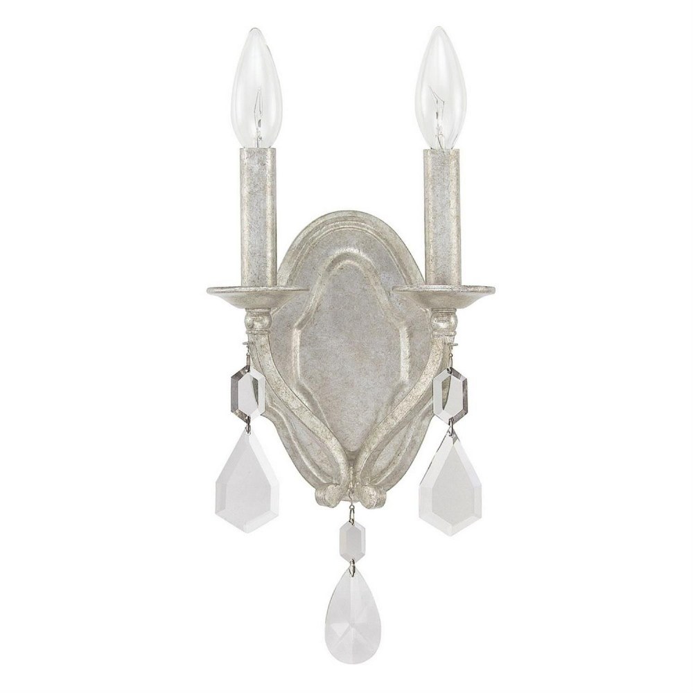 Capital Lighting-1617AS-CR-Blakely - 2 Light Wall Sconce - in Transitional style - 7 high by 15.75 wide   Antique Silver Finish with Clear Crystal