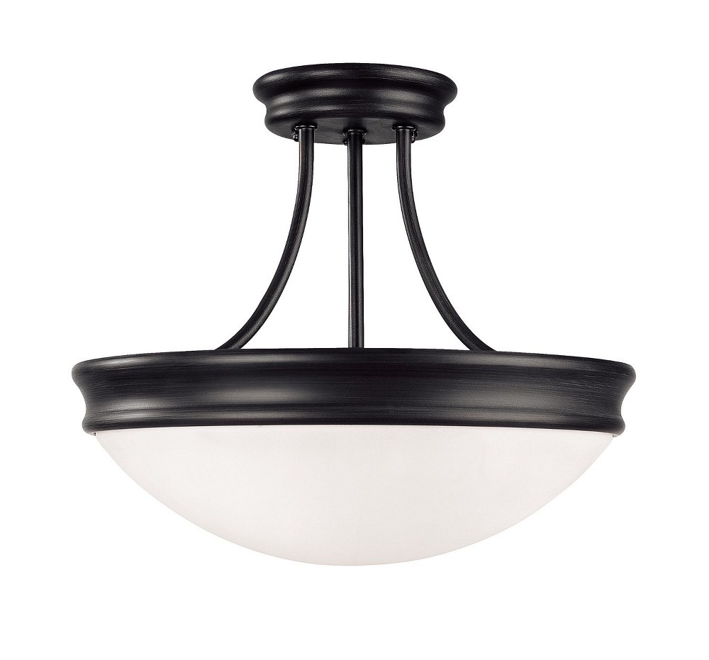 Capital Lighting-2037MB-14 Inch 3 Light Semi-Flush Mount - in Traditional style - 14 high by 11.75 wide Matte Black  Matte Black Finish with White Glass