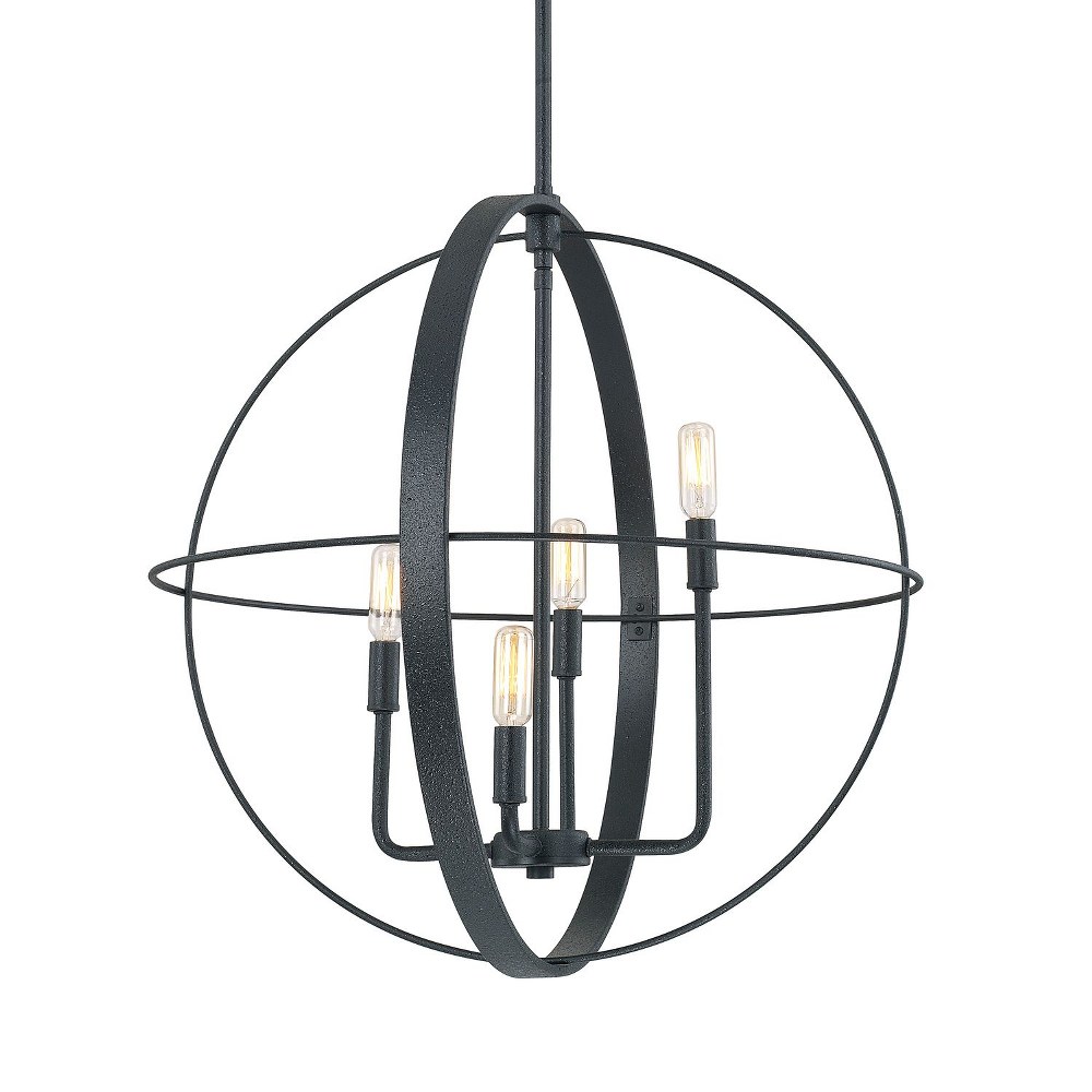 Capital Lighting-312542BI-23 Inch 4 Light Pendant - in Industrial style - 23 high by 74 wide   Black Iron Finish