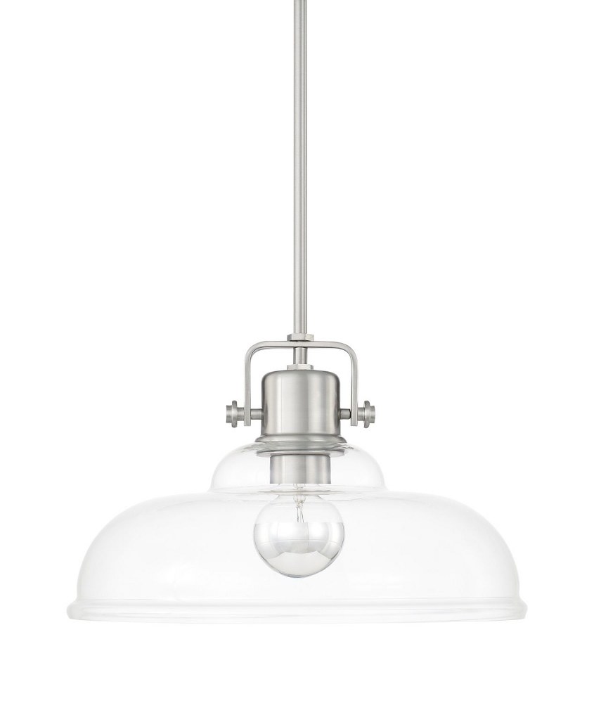Capital Lighting-319911BN-1 Light Pendant 15.75 Inch 1 Light Pendant - in Transitional style - 15.5 high by 15.75 wide   Brushed Nickel Finish with Clear Glass