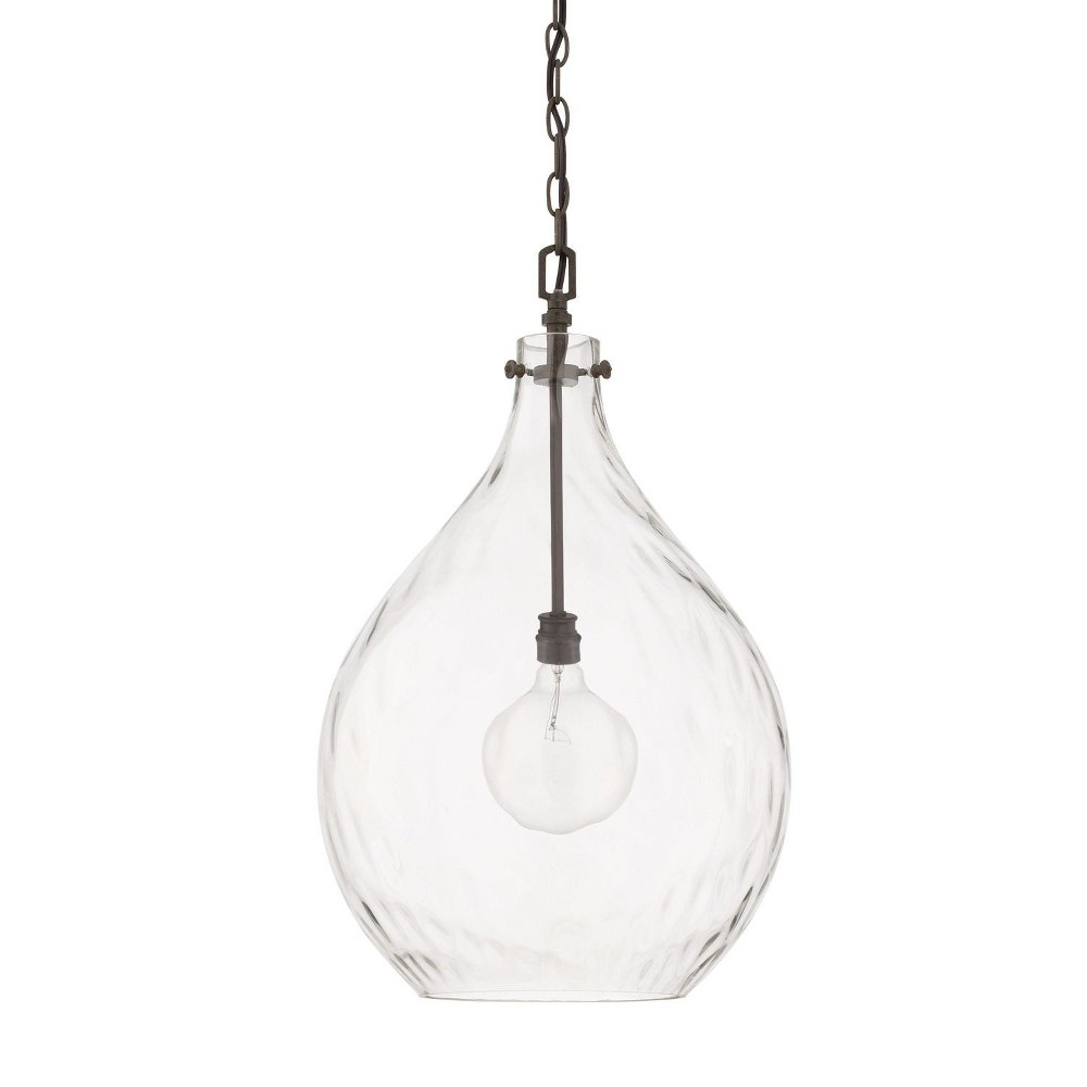 Capital Lighting-325011FH-Bristol - 1 Light Pendant - in Industrial style - 15 high by 24 wide   Farm House Finish with Clear Water Glass