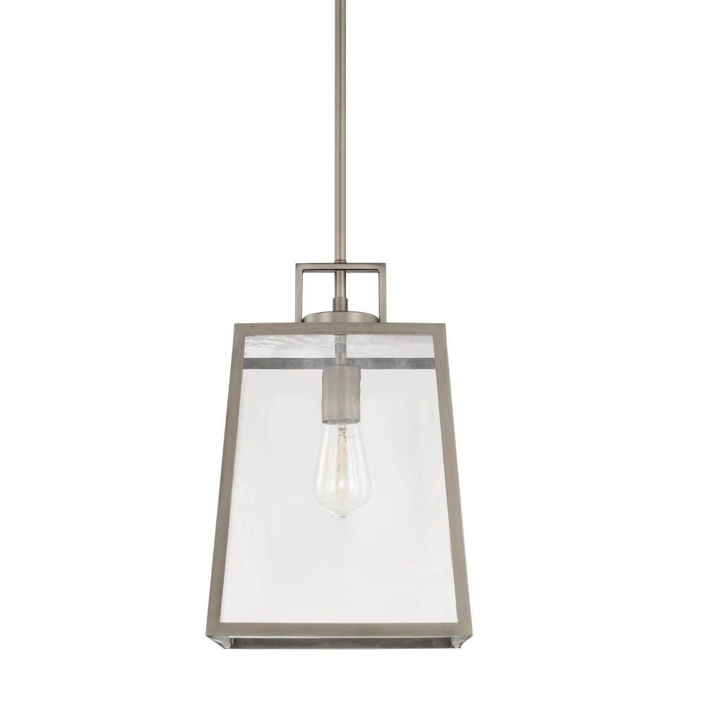 Capital Lighting-325511AN-Kenner - 1 Light Pendant - in Industrial style - 10 high by 66 wide   Antique Nickel Finish with Clear Rain Glass