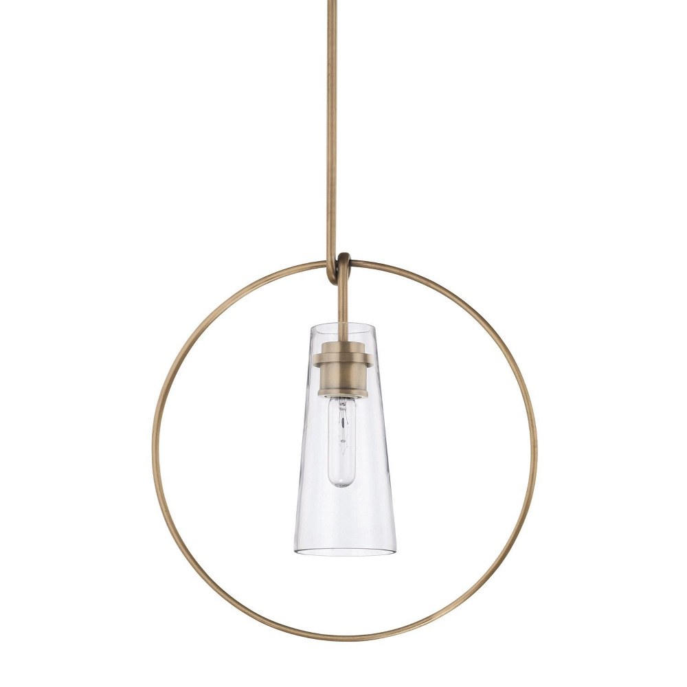 Capital Lighting-325715AD-17 Inch 1 Light Pendant - in Modern style - 17 high by 71.75 wide   Aged Brass Finish with Clear Glass