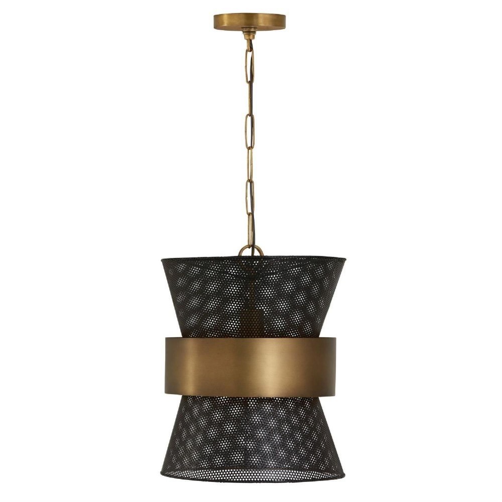 Capital Lighting-330417PK-16.5 Inch 1 Light Pendant - in Urban/Industrial/Global/Artisan/Art-Inspired/Industrial/Mixed Materials/Mixed Metal style - 12.75 high by 16.5 wide   Patinaed Brass/Black Fini