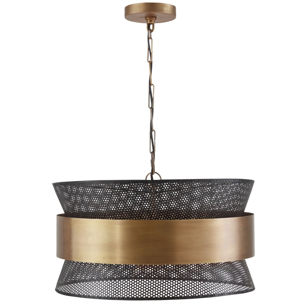 Capital Lighting-330447PK-19.75 Inch 4 Light Pendant Patinaed Brass/Black  Patinaed Brass/Black Finish