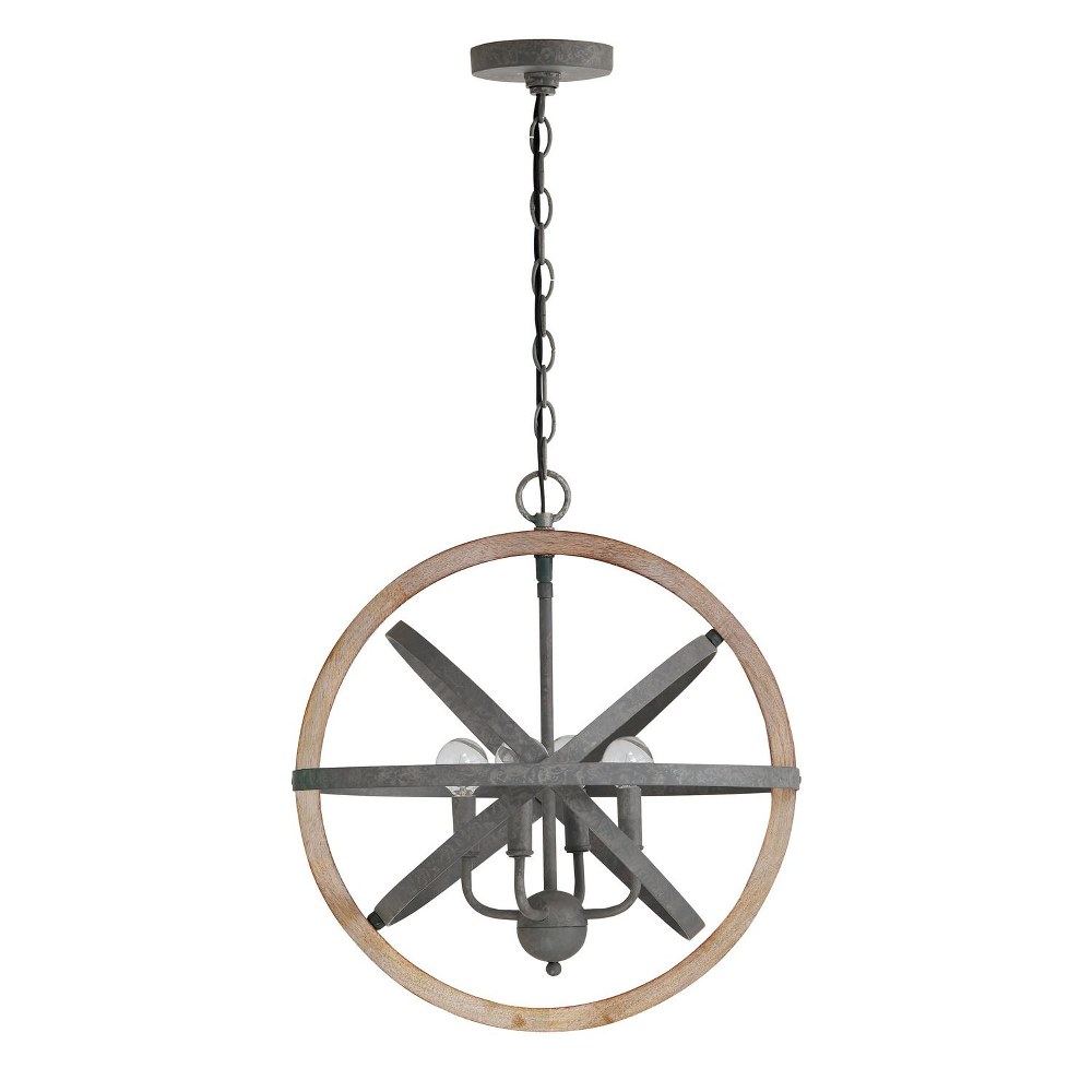 Capital Lighting-330544IW-Four Light Pendant   Iron/Wood Finish