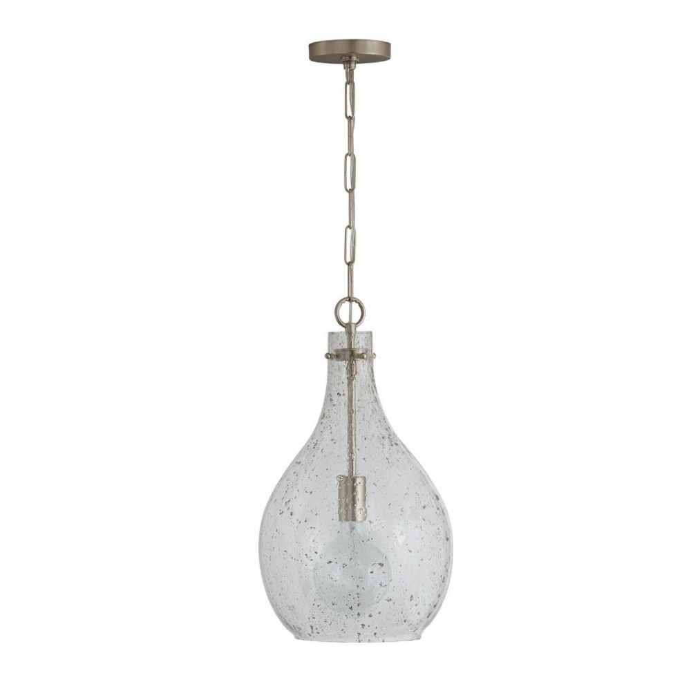 Capital Lighting-333813BN-472-21.5 Inch 1 Light Pendant - in Urban/Industrial/Global/Artisan/Farmhouse/Rustic/Industrial/Mixed Materials style - 12 high by 21.5 wide   Brushed Nickel Finish with Stone