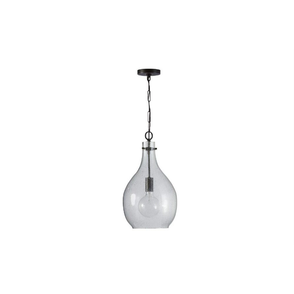 Capital Lighting-333813PW-473-21.5 Inch 1 Light Pendant - in Urban/Industrial style - 12 high by 21.5 wide Dark Pewter  Patinaed Brass Finish with Stone Seeded Glass