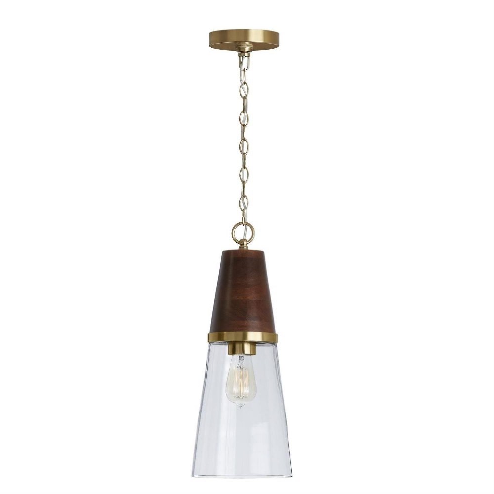 Capital Lighting-333911WR-477-19.5 Inch 1 Light Pendant - in Urban/Industrial style - 7.75 high by 19.5 wide Medium Wood/Matte Brass  Barn House Finish