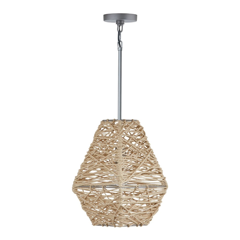 Capital Lighting-335213NY-18 Inch One Light Pendant   Natural Jute/Grey Finish