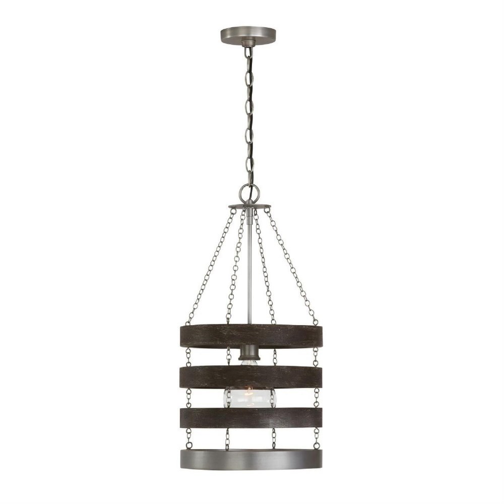 Capital Lighting-335811CM-Ashton - 13 Inch 1 Light Pendant - in Urban/Industrial/Industrial/Farmhouse/Rustic/Mixed Materials style - 13 high by 25.25 wide   Carbon Grey/Matte Nickel Finish