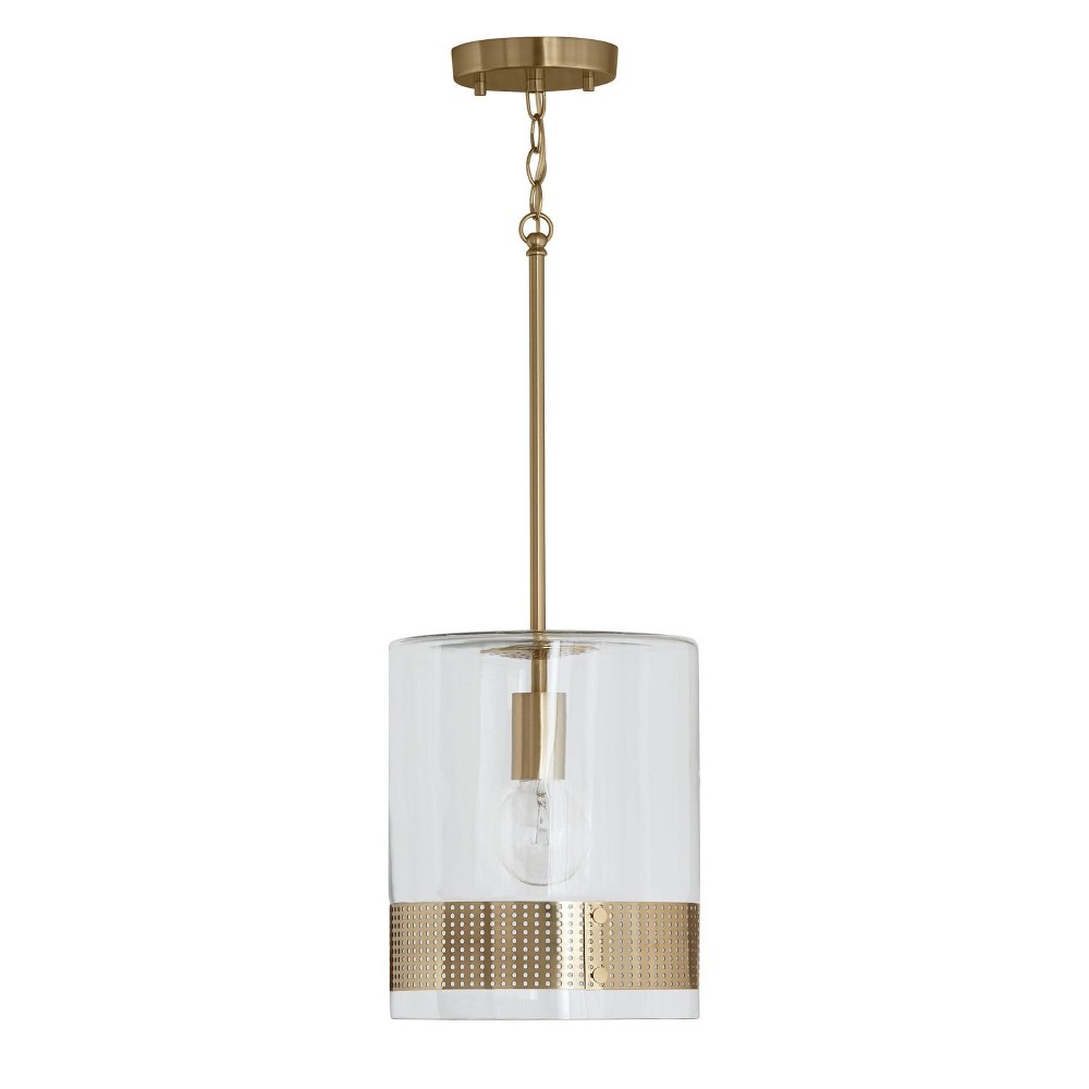 Capital Lighting-335911PB-12 Inch 1 Light Pendant - in Transitional/Industrial style - 10 high by 12 wide   Polished Brass Finish with Clear Glass