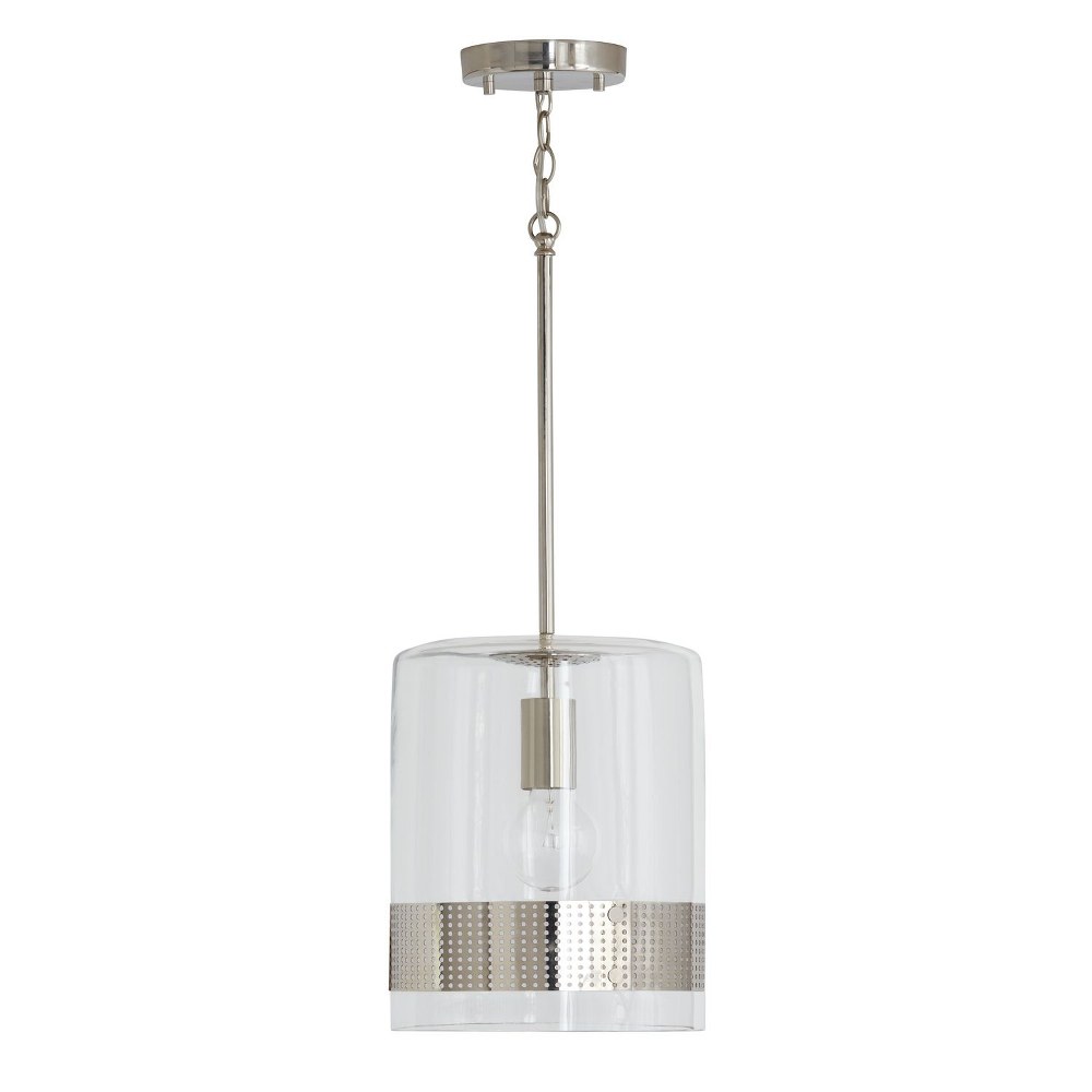 Capital Lighting-335911PN-12 Inch 1 Light Pendant - in Transitional/Industrial style - 10 high by 12 wide   Polished Nickel Finish with Clear Glass