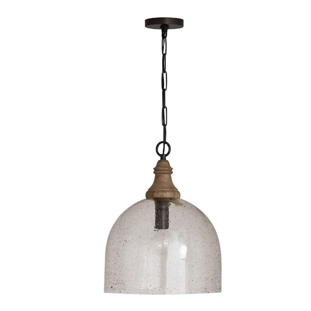 Capital Lighting-336011YP-484-19.25 Inch 1 Light Pendant - in Urban/Industrial/Farmhouse/Rustic/Mixed Materials style - 15 high by 19.25 wide   Clear Seeded Glass