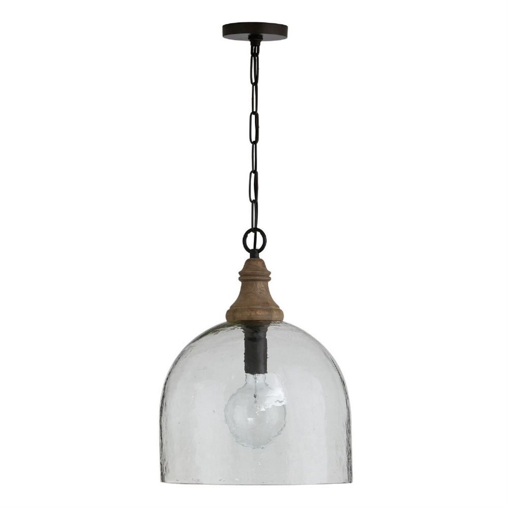 Capital Lighting-336011YP-485-19.25 Inch 1 Light Pendant - in Urban/Industrial/Farmhouse/Rustic/Mixed Materials style - 15 high by 19.25 wide   Clear Organic Rippled Glass