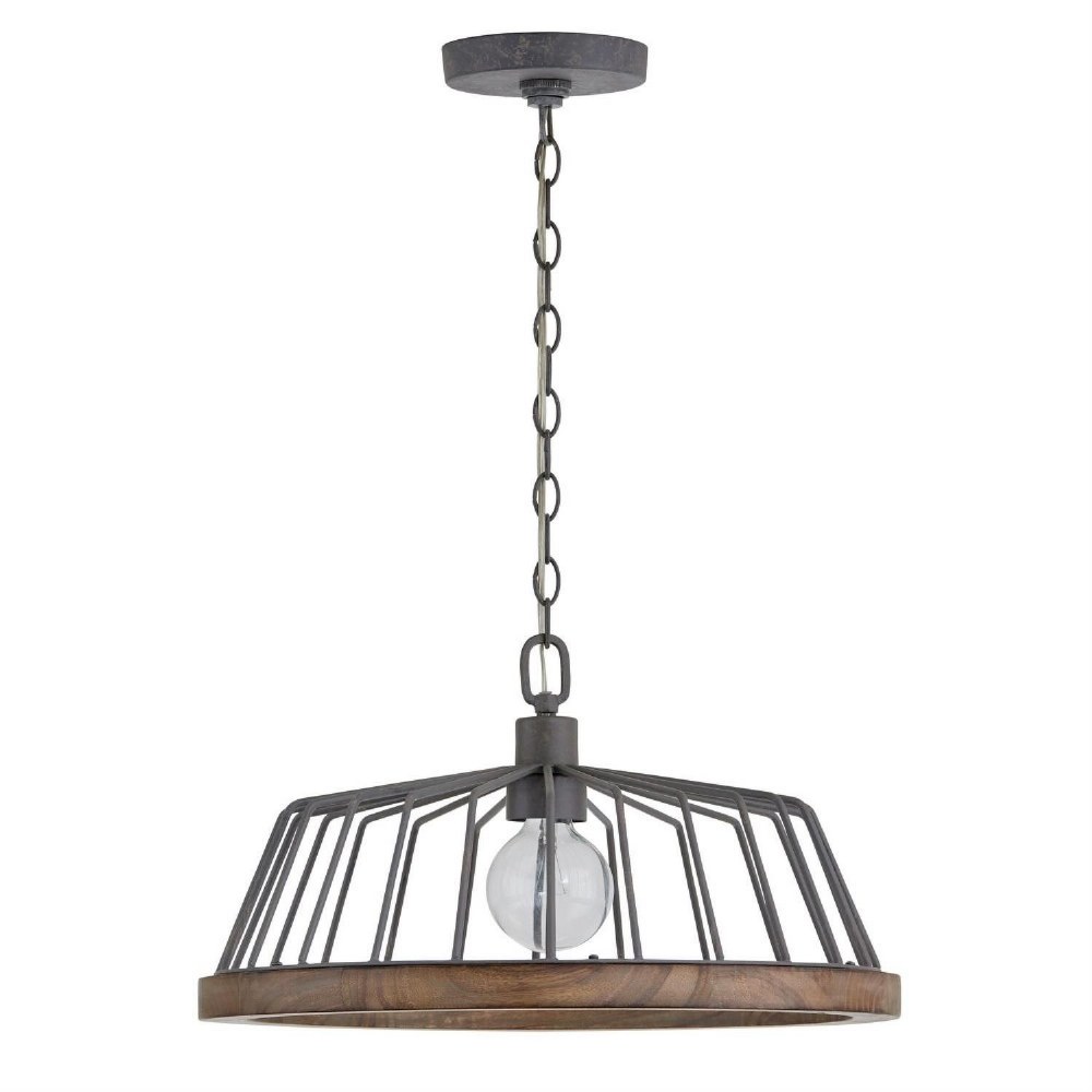 Capital Lighting-336211GL-10.5 Inch 1 Light Pendant - in Urban/Industrial/Industrial/Farmhouse/Rustic/Mixed Materials style - 18 high by 10.5 wide   Grey Wash/Iron Finish