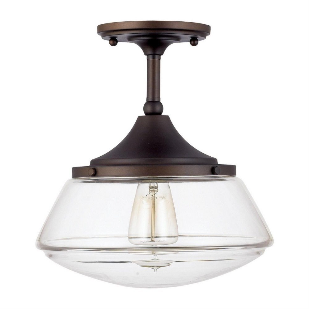 Capital Lighting-3533BB-134-Schoolhouse - 1 Light Semi-Flush Mount - in Transitional style - 10.5 high by 11.5 wide   Burnished Bronze Finish with Clear Glass