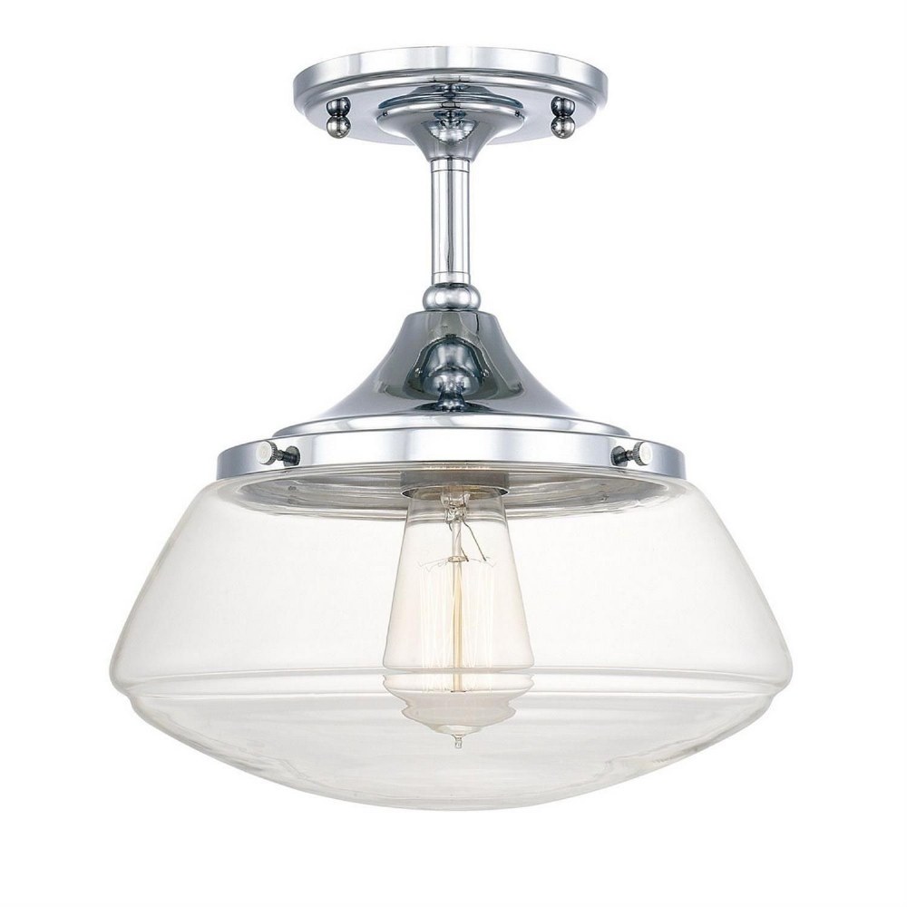 Capital Lighting-3533CH-134-Schoolhouse - 1 Light Semi-Flush Mount - in Transitional style - 10.5 high by 11.5 wide   Chrome Finish with Clear Glass
