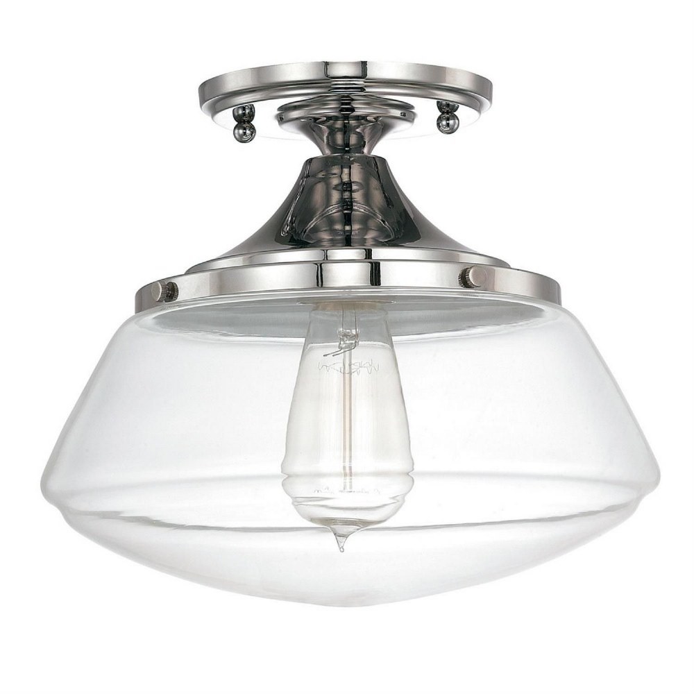 Capital Lighting-3537PN-134-Schoolhouse - 1 Light Flush Mount - in Transitional style - 10.5 high by 9.25 wide Polished Nickel  Polished Nickel Finish with Clear Glass