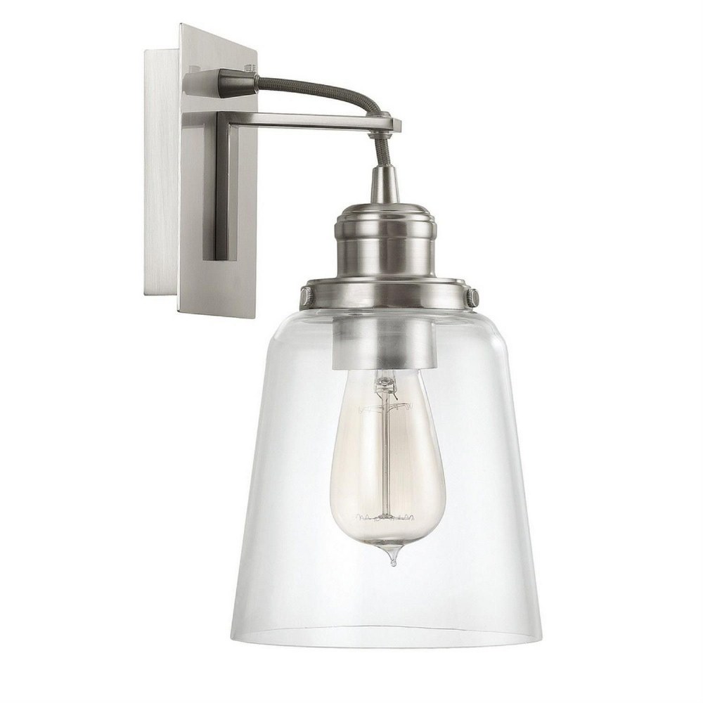Capital Lighting-3711BN-135-1 Light Wall Sconce - in Industrial style - 6 high by 11.75 wide   Brushed Nickel Finish with Clear Glass