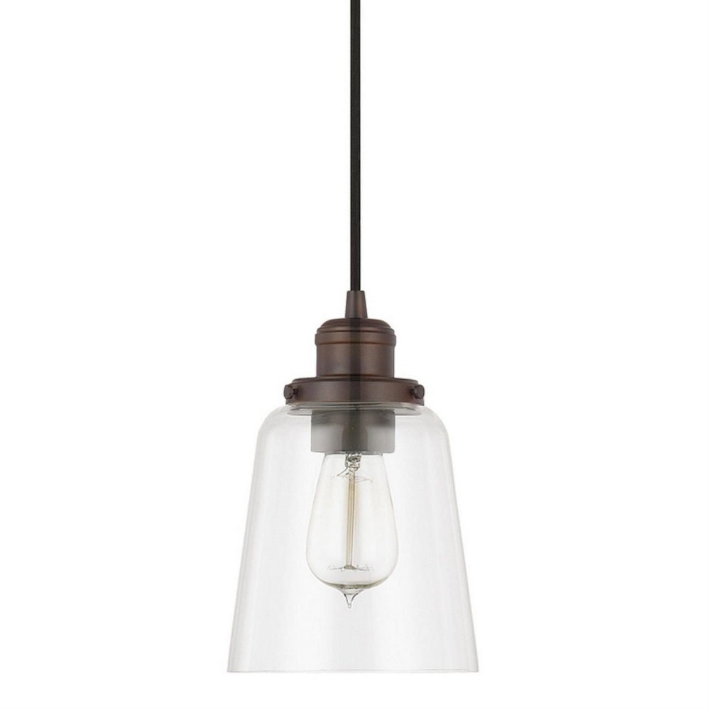 Capital Lighting-3718BB-135-1 Light Mini Pendant - in Industrial style - 6 high by 9.25 wide   Burnished Bronze Finish with Clear Glass
