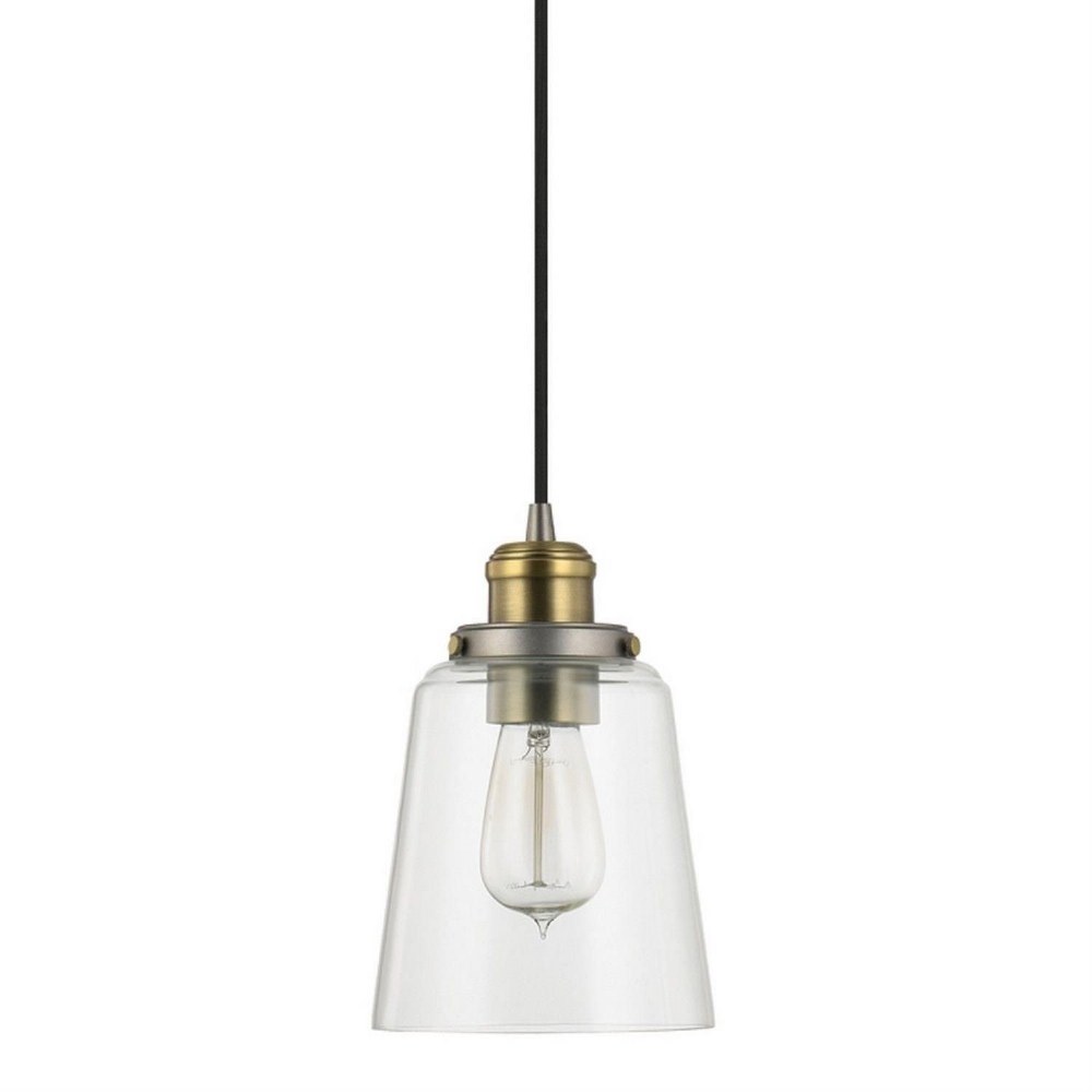 Capital Lighting-3718GA-135-1 Light Mini Pendant - in Industrial style - 6 high by 9.25 wide   Graphite/Aged Brass Finish with Clear Glass
