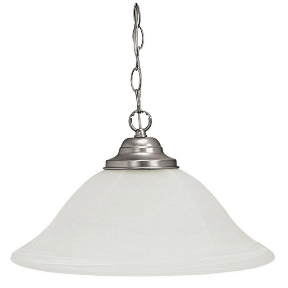 Capital Lighting-3907MN-15 Inch 1 Light Pendant - in Traditional style - 15 high by 9 wide Matte Nickel  Burnished Bronze Finish with White Faux Alabaster Glass