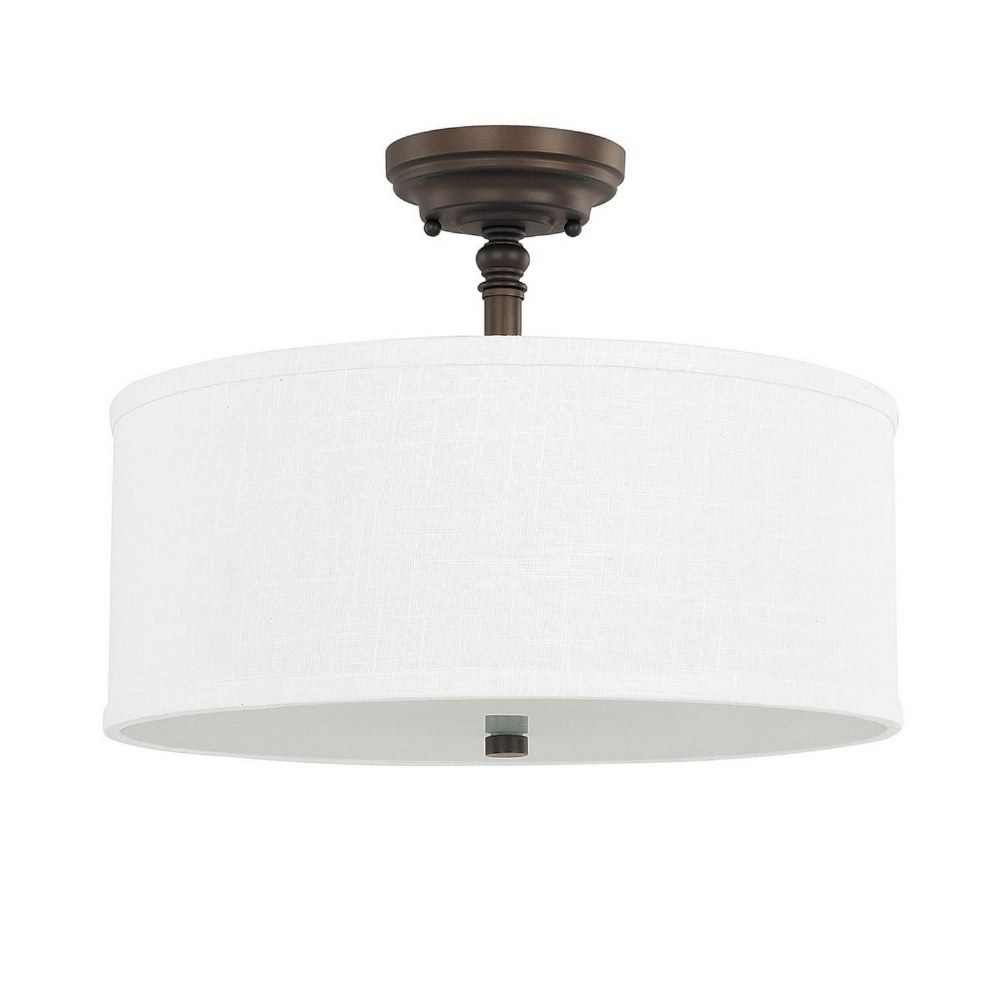 Capital Lighting-3923BB-480-Loft - 3 Light Semi-Flush Mount - in Transitional style - 15 high by 11.25 wide   Burnished Bronze Finish with Frosted Glass with White Fabric Shade