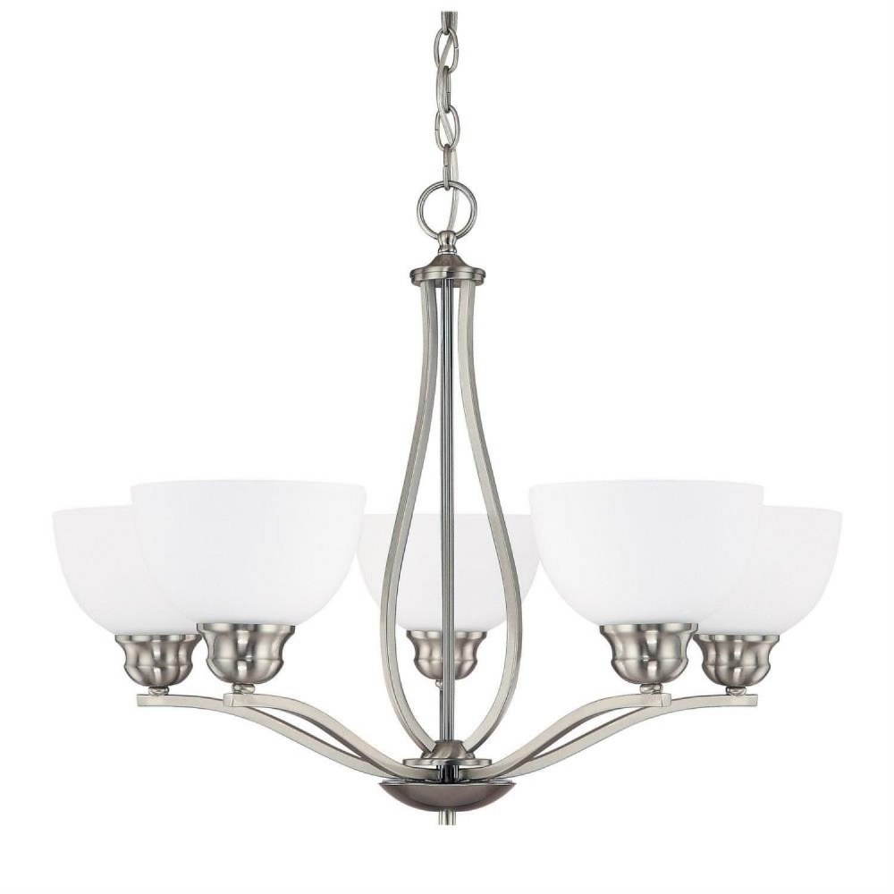 Capital Lighting-4035BN-212-Stanton - Chandelier 5 Light Brushed Nickel Steel - in Transitional style - 27 wide by 20.5 high Brushed Nickel  Burnished Bronze Finish with Soft White Glass