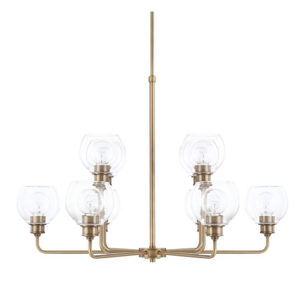 Capital Lighting-421101AD-426-Mid-Century - Chandelier 6 Light Polished Nickel Steel - in Transitional style - 35.75 high by 26 wide Aged Brass  Polished Nickel Finish with Clear Glass
