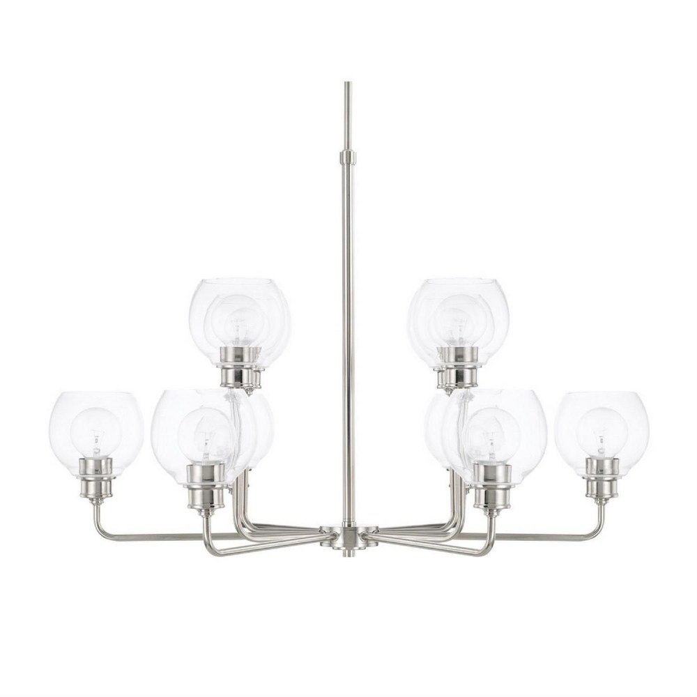 Capital Lighting-421101PN-426-Mid-Century - Chandelier 6 Light Polished Nickel Steel - in Transitional style - 35.75 high by 26 wide Polished Nickel  Polished Nickel Finish with Clear Glass