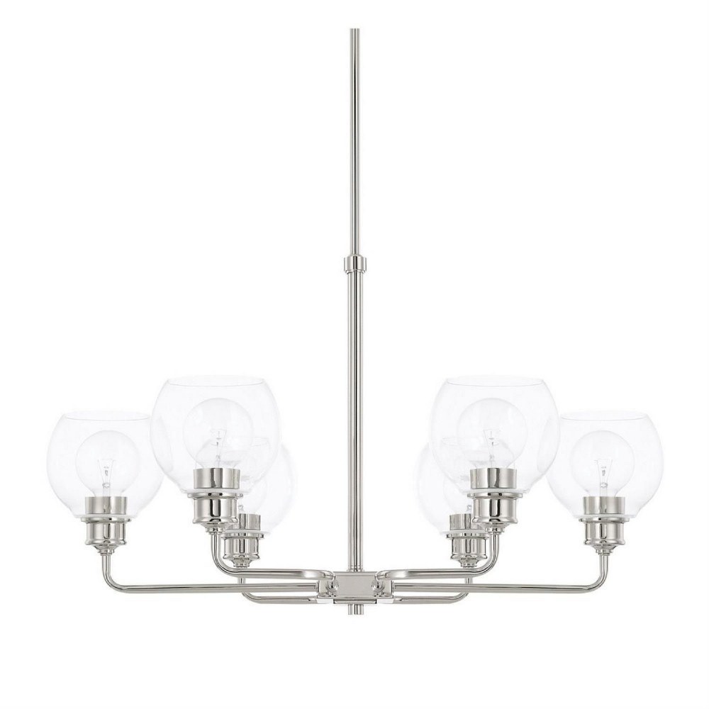 Capital Lighting-421161PN-426-Mid-Century - Chandelier 6 Light Aged Brass Steel - in Transitional style - 29.5 high by 18.5 wide Polished Nickel  Polished Nickel Finish with Clear Glass