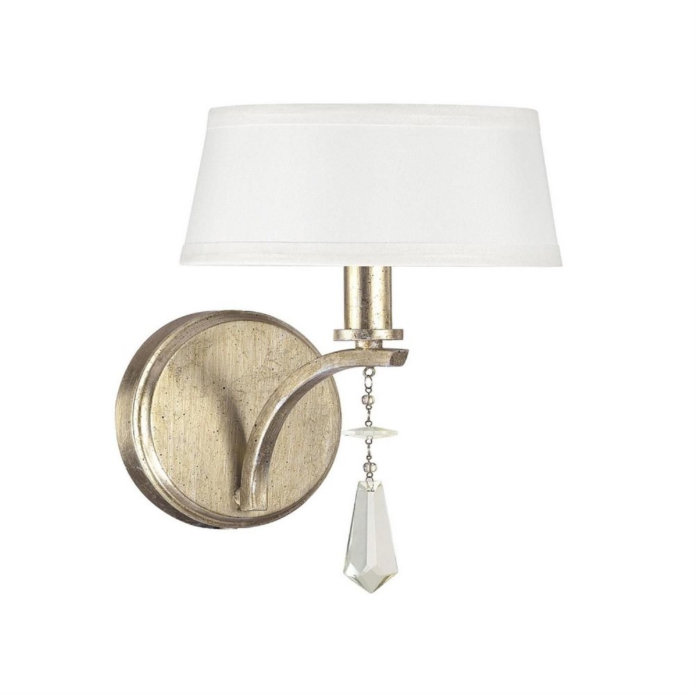 Capital Lighting-4221WG-549-CR-Margo - 1 Light Wall Sconce - in Transitional style - 6.75 high by 10.5 wide   Winter Gold Finish with White Fabric Shade with Clear Crystal