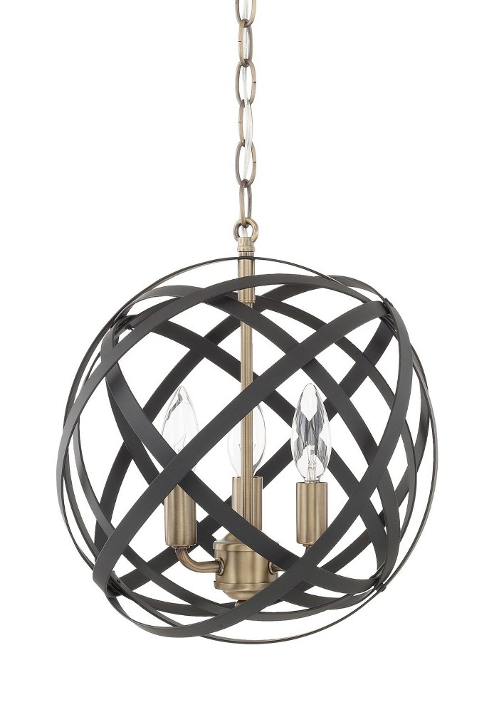 Capital Lighting-4233AB-Axis - 3 Light Pendant - in Transitional style - 0 high by 0 wide Aged Brass, Black  Aged Brass/Black Finish