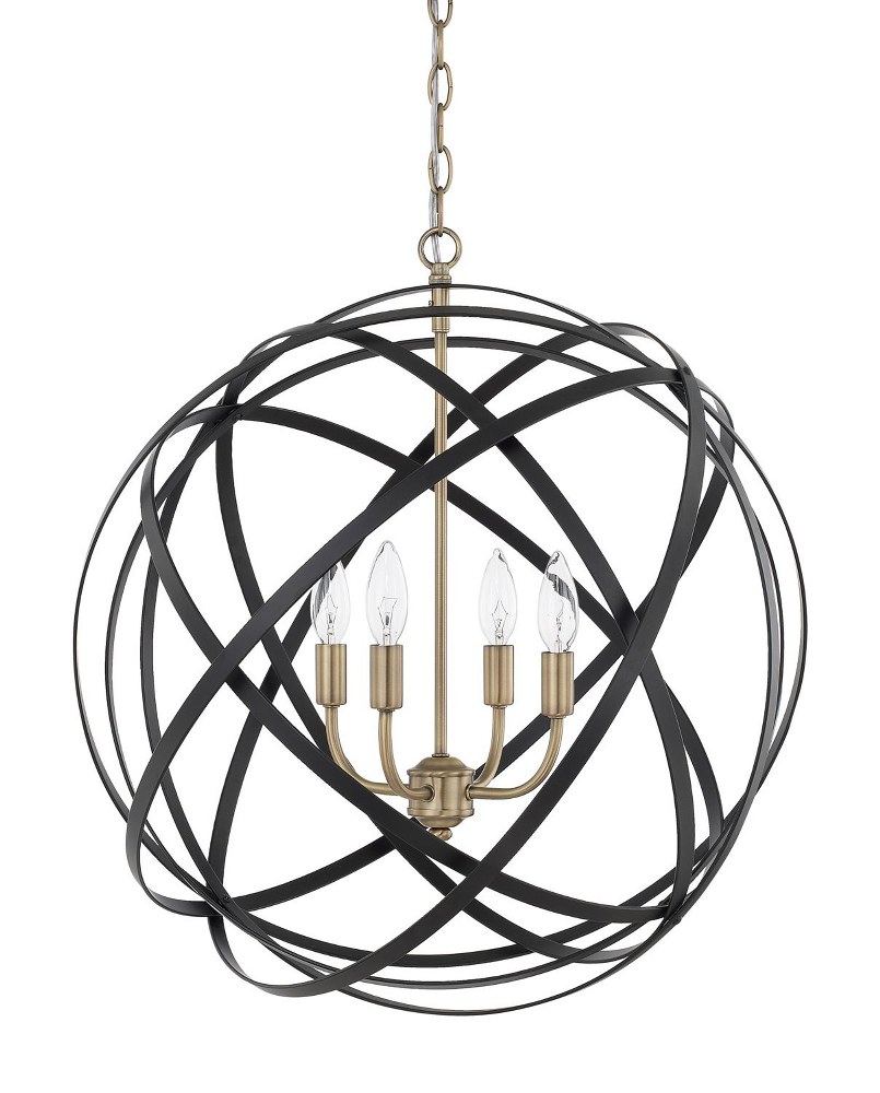 Capital Lighting-4234AB-Axis - 4 Light Pendant - in Transitional style - 0 high by 0 wide Aged Brass, Black  Aged Brass/Black Finish