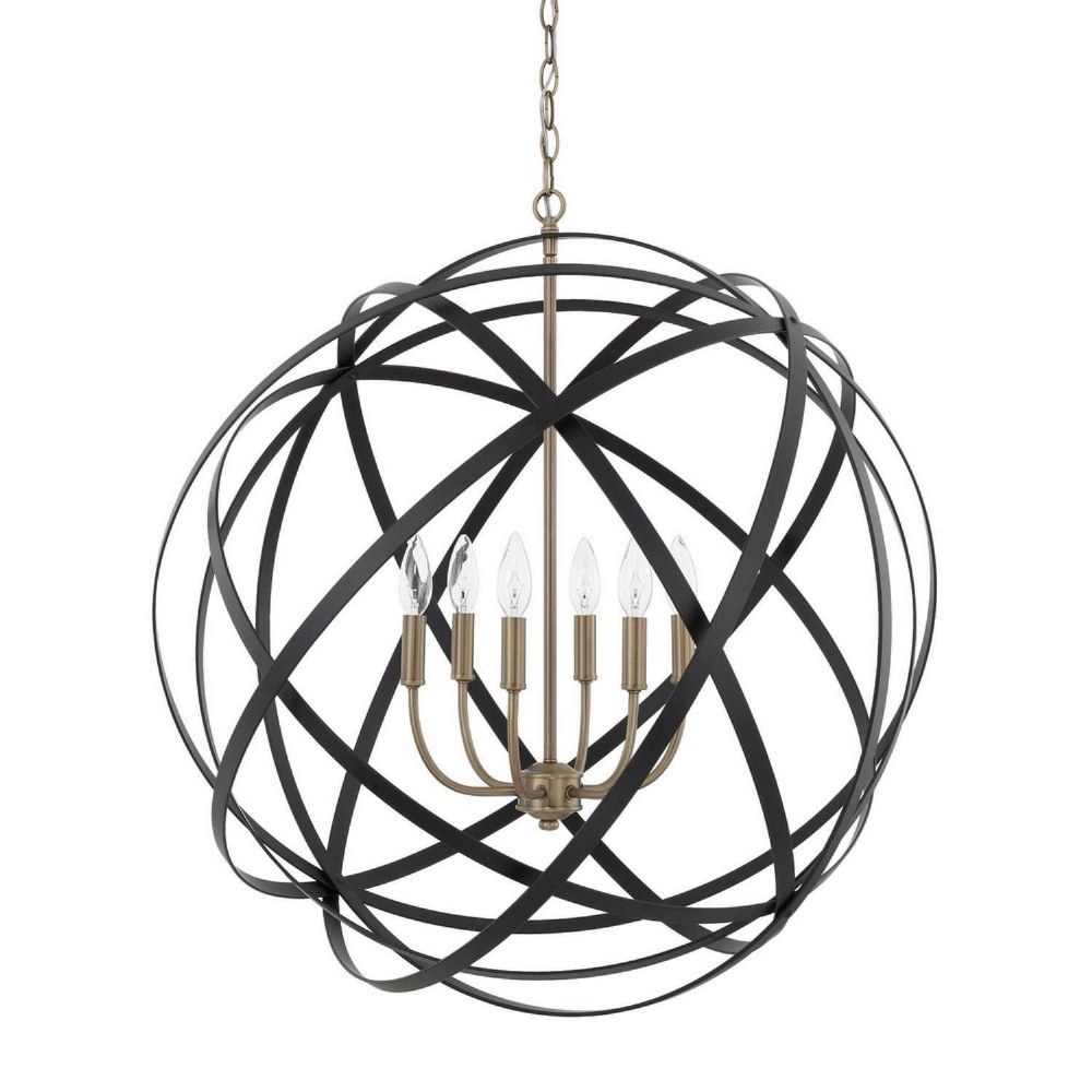 Capital Lighting-4236AB-Axis - 6 Light Pendant - in Transitional style - 0 high by 0 wide Aged Brass, Black  Aged Brass/Black Finish