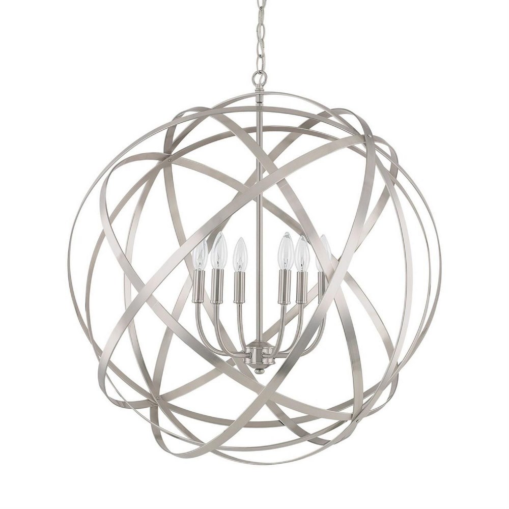 Capital Lighting-4236BN-Axis - 6 Light Pendant - in Transitional style - 0 high by 0 wide Brushed Nickel  Aged Brass/Black Finish