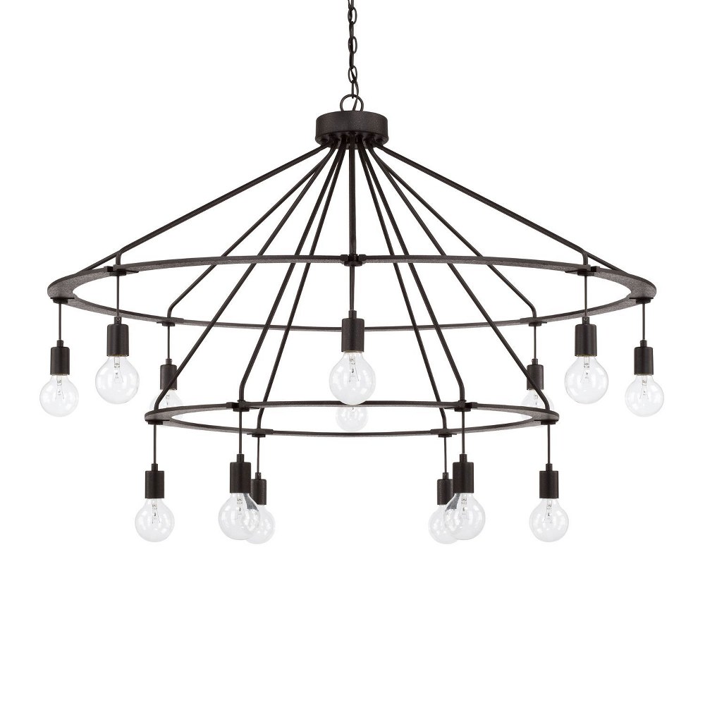 Capital Lighting-425602BI-2-Tier Chandelier 14 Light Black Iron - in Industrial style - 48 high by 32.25 wide   Black Iron Finish