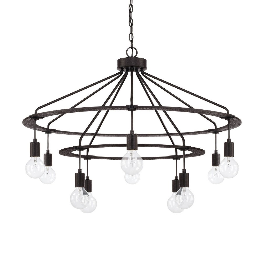 Capital Lighting-425603BI-2-Tier Chandelier 10 Light Black Iron - in Industrial style - 37 high by 24 wide   Black Iron Finish