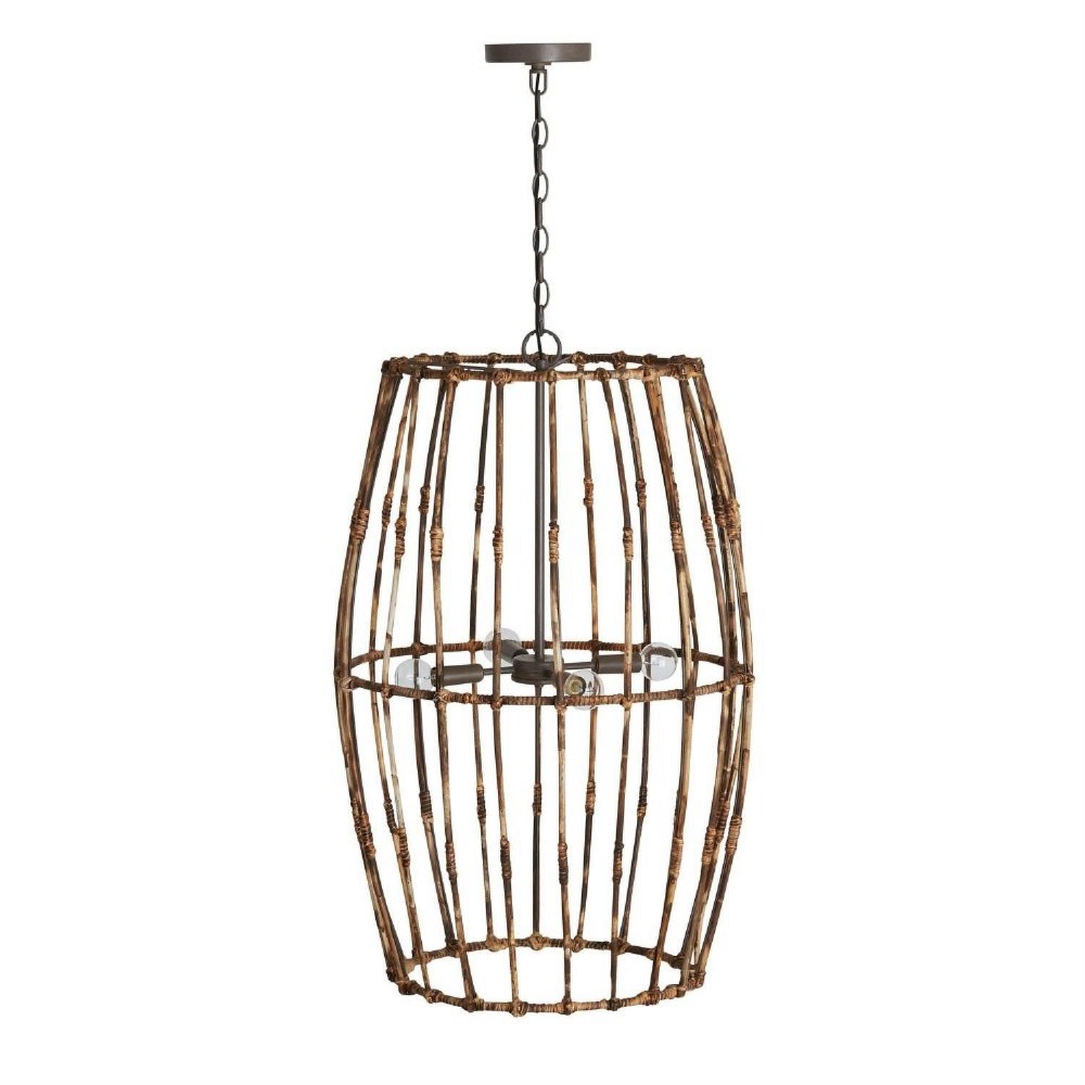 Capital Lighting-535741BY-Sanibel - 4 Light Foyer - in Urban/Industrial/Artisan/Global/Coastal/Bohemian/Mixed Materials style - 19.5 high by 33 wide   Blazed Rattan/Nordic Grey Finish