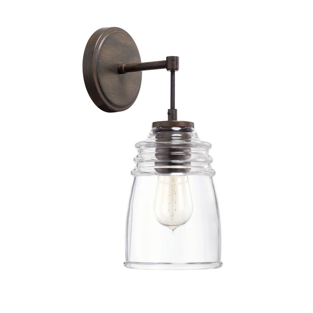 Capital Lighting-629711NG-462-Turner - 1 Light Wall Sconce - in Industrial style - 5.75 high by 14 wide   Nordic Grey Finish with Clear Ringed Glass