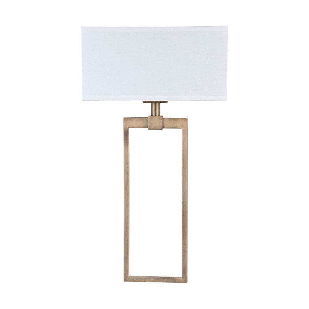 Capital Lighting-633321AD-27.5 Inch 2 Light Wall Sconce - in Transitional style - 15 high by 27.5 wide Aged Brass  Aged Brass Finish with White Fabric Shade