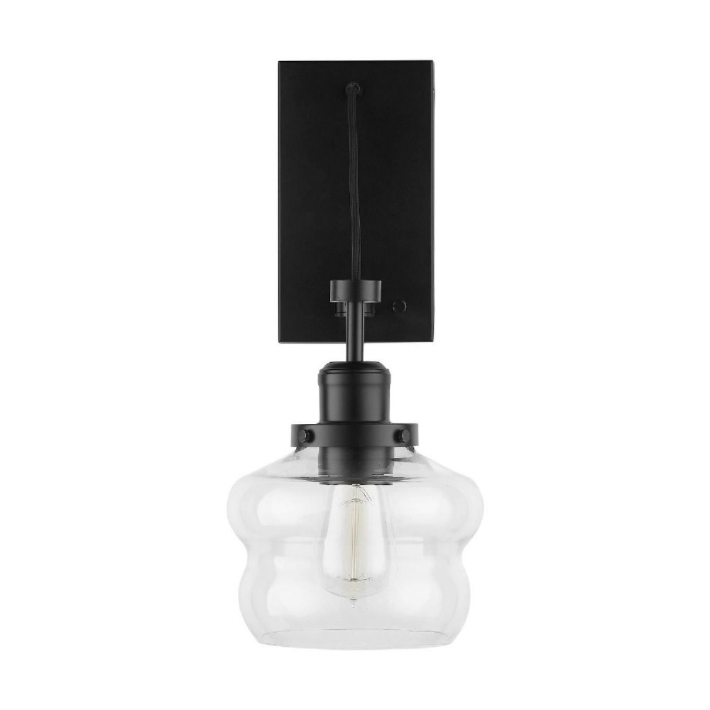 Capital Lighting-634813MB-481-22 Inch 1 Light Wall Sconce - in Modern style - 7 high by 22 wide Matte Black  Aged Brass Finish with Clear Glass