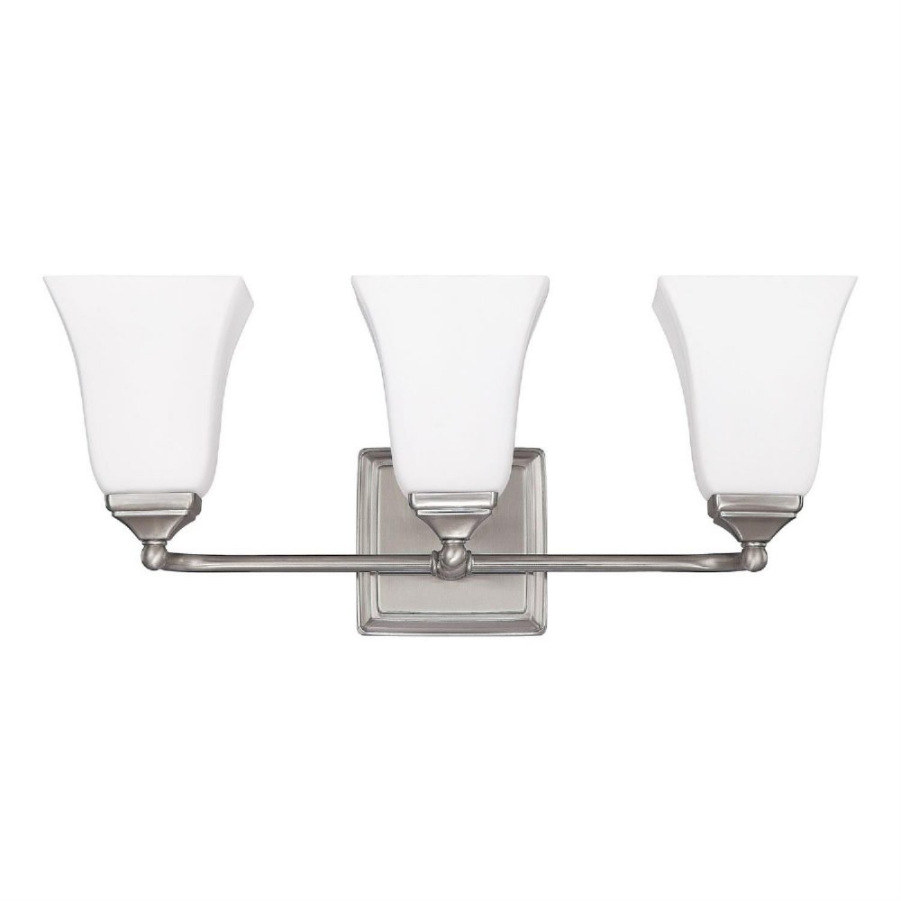 Capital Lighting-8453BN-119-3 Light Transitional Bath Vanity Approved for Damp Locations - in Transitional style - 20 high by 8.5 wide Brushed Nickel  Brushed Nickel Finish with Soft White Glass