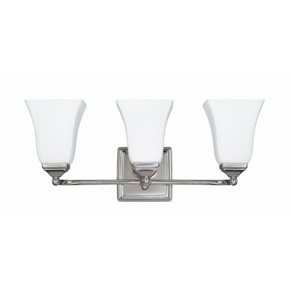 Capital Lighting-8453PN-119-3 Light Transitional Bath Vanity Approved for Damp Locations - in Transitional style - 20 high by 8.5 wide Polished Nickel  Brushed Nickel Finish with Soft White Glass