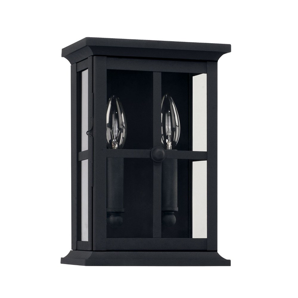 Capital Lighting-926421BK-Mansell - 11 Inch Outdoor Wall Lantern Transitional Approved for Wet Locations Rain or Shine made for Coastal Environments Black  Black Finish with Clear Glass