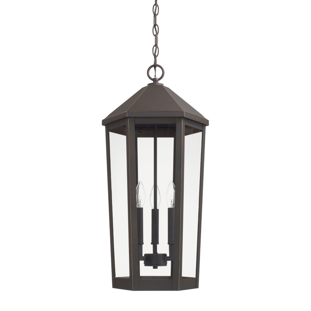 Capital Lighting-926933OZ-Ellsworth - 3 Light Outdoor Hanging Lantern 12.5 high by 26 wide Rain or Shine made for Coastal Environments Oiled Bronze  Oiled Bronze Finish with Clear Glass